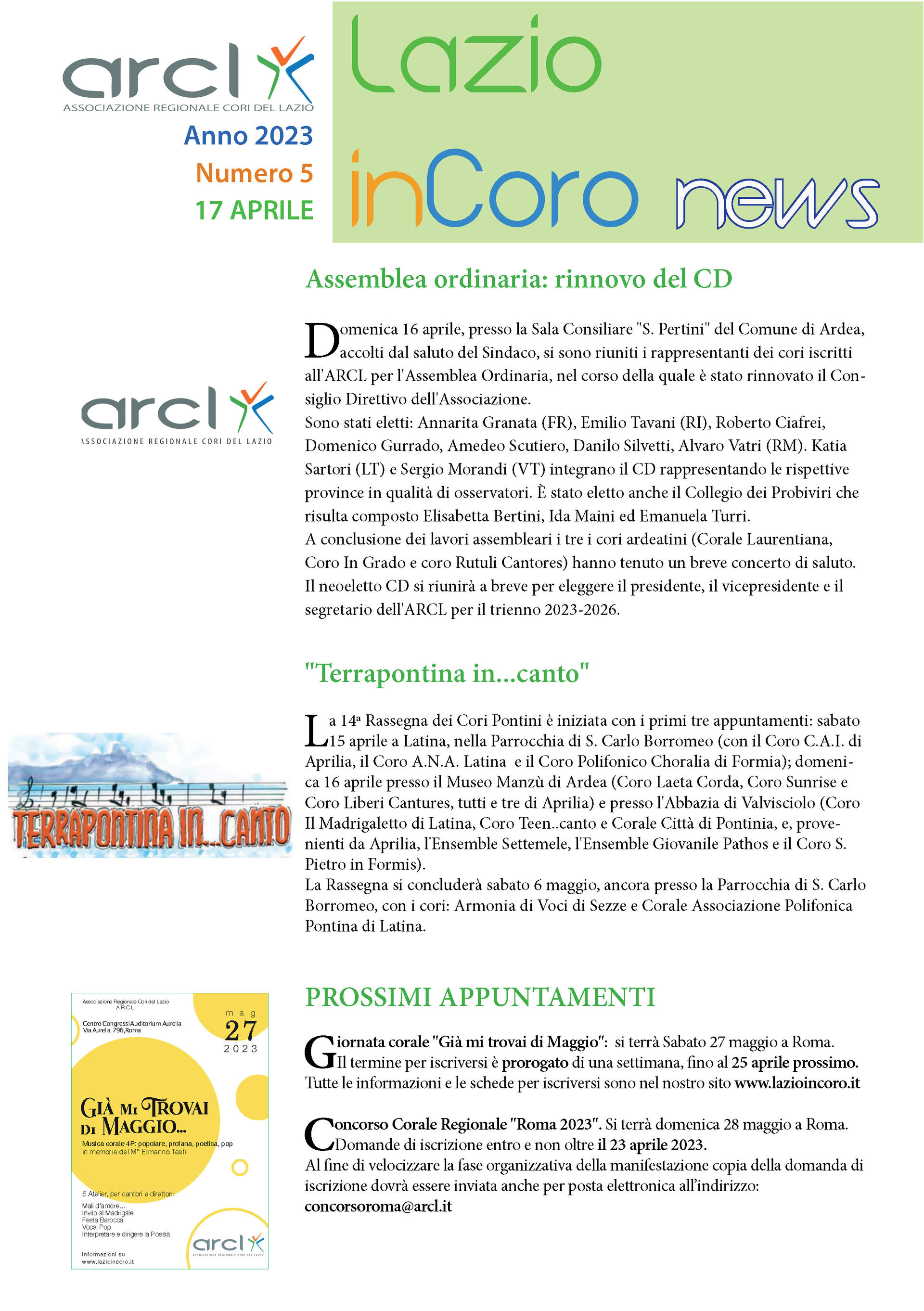 Lazioincoro News n. 5 - 17 aprile 2023