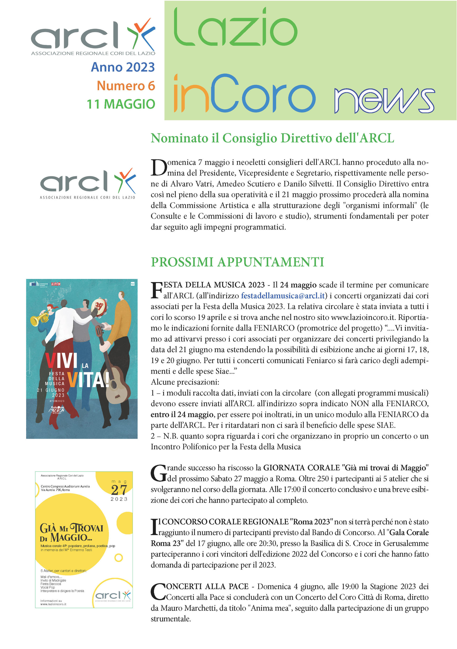 Lazioincoro News 06-11mag 2023