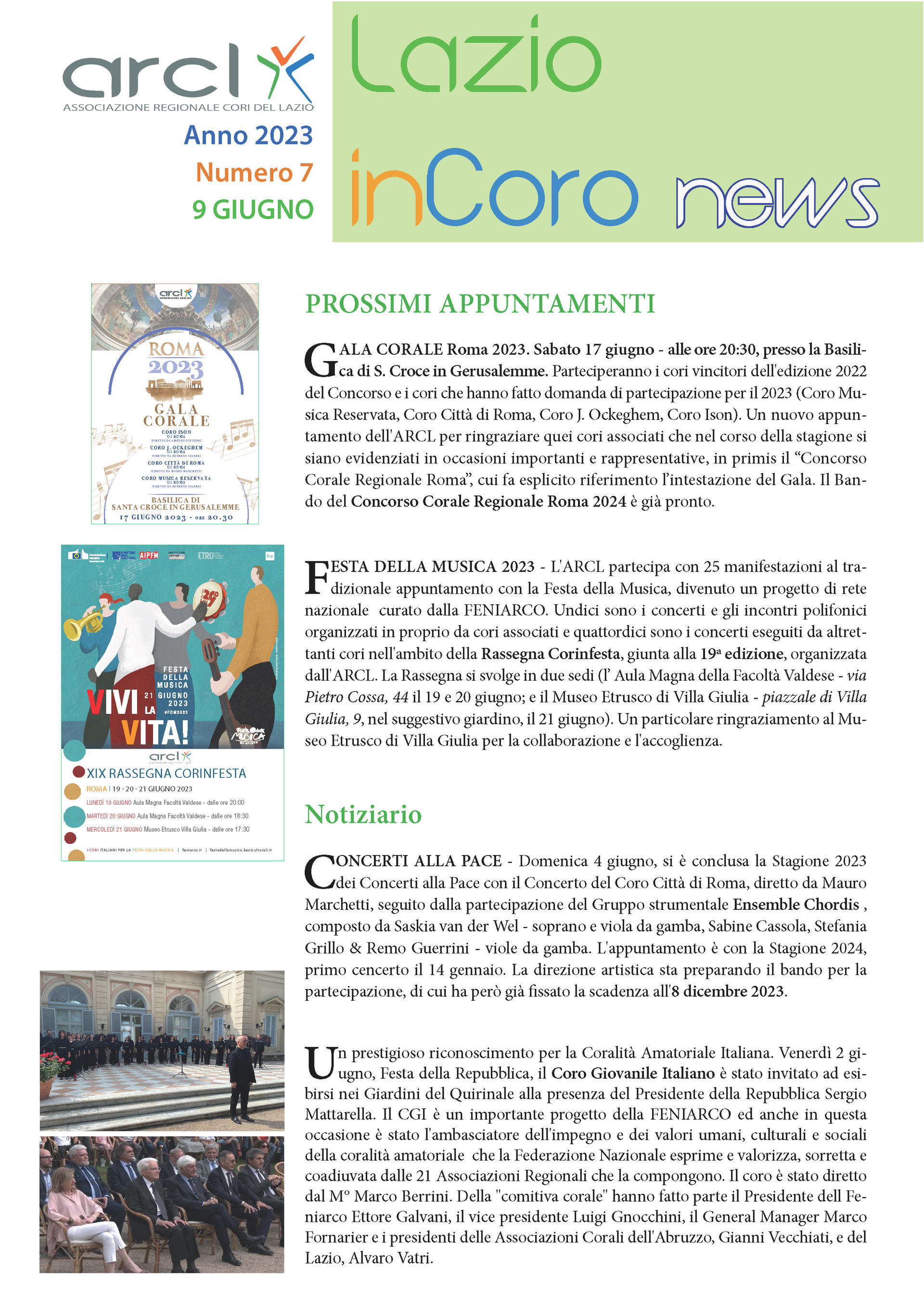 Lazioincoro News n. 7 - 9 giugno 2023