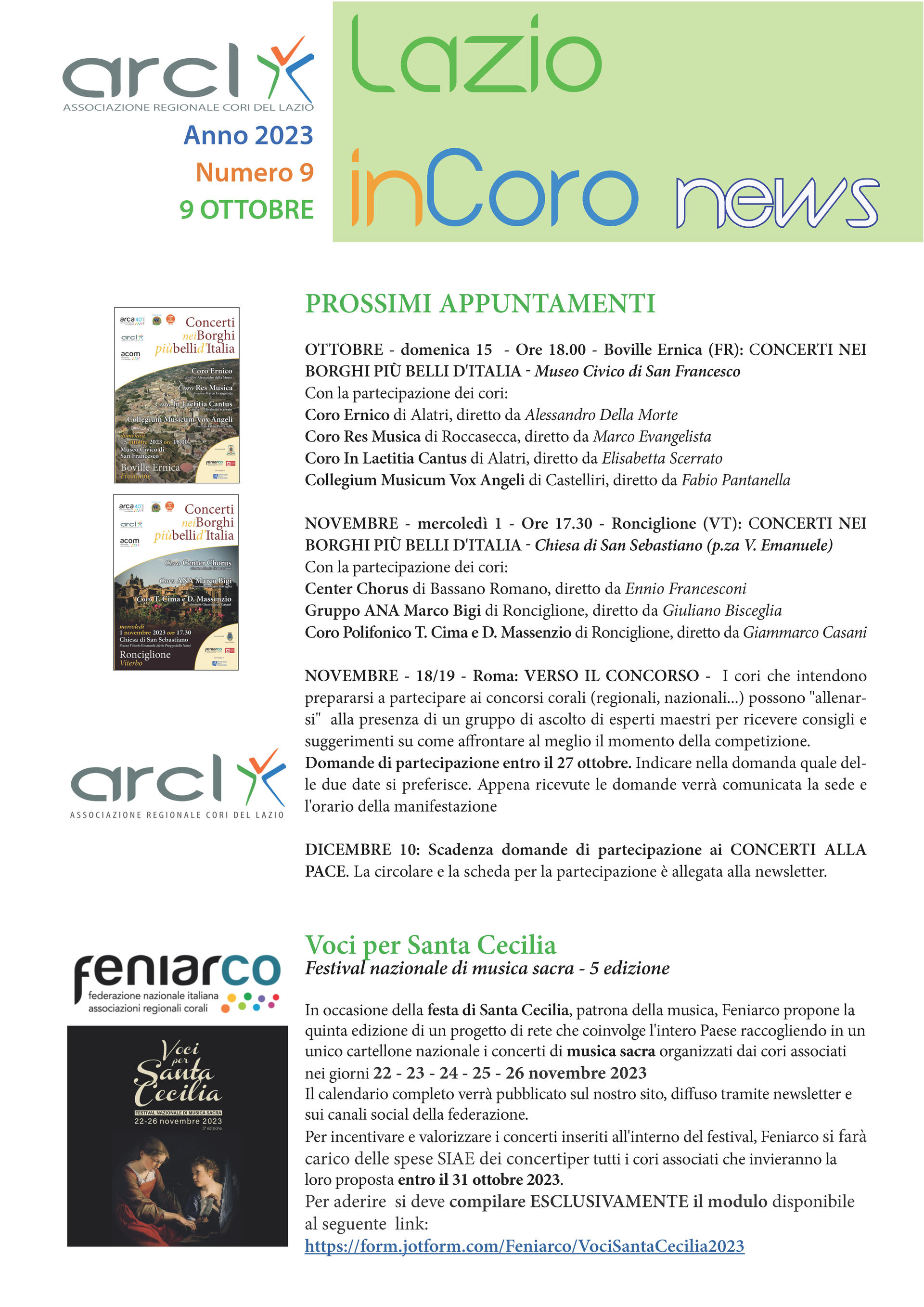 Lazioincoro News n. 9 - 9 ottobre 2023